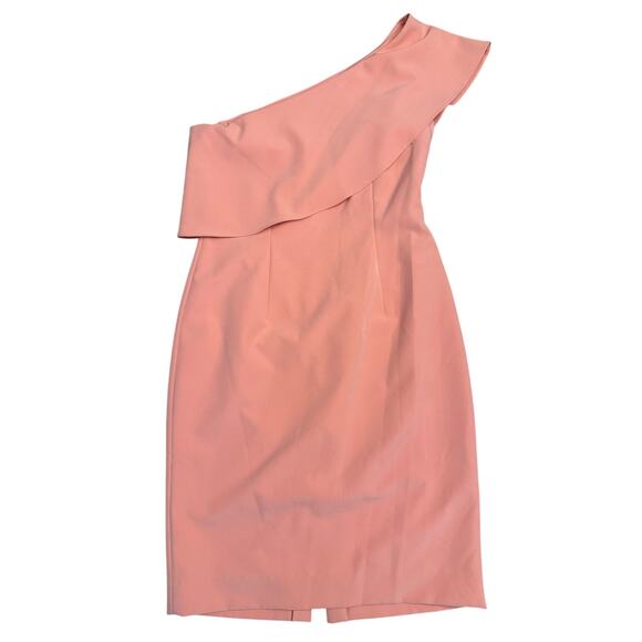 Antonio Melani Jony Ruffle One Shoulder Cocktail Dress Sz 6 Flamingo Peach Pink - Picture 3 of 8
